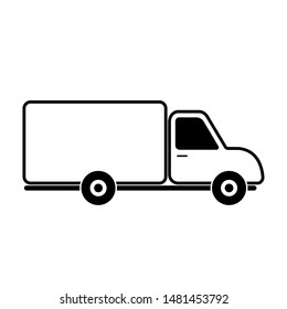 Fast moving shipping delivery truck line style art vector icon, Delivery Truck Icon on white background for transportation apps and websites - vector
