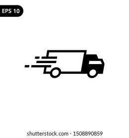 Fast moving shipping delivery truck icon vector for transportation apps and websites. Eps 10