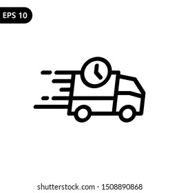 Fast moving shipping delivery truck icon vector for transportation apps and websites. Eps 10