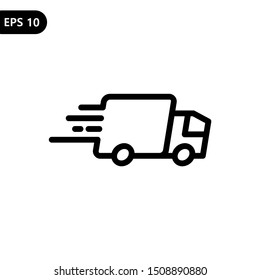 Fast moving shipping delivery truck icon vector for transportation apps and websites. Eps 10