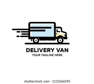Fast moving shipping delivery truck logo design. Delivery Van Free, Fast Delivery, Shipping concept vector design and illustration.