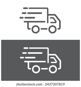 Fast moving shipping delivery truck, icon, vector.