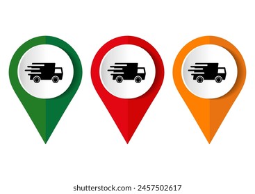 Icono de Vector de arte de camión de entrega de envío de rápido movimiento para App y Sitios web de transporte.