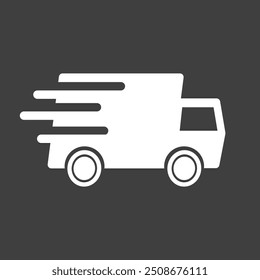 Fast moving shipping delivery truck line art vector icon for transportation apps and websites.