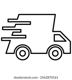 Fast moving shipping delivery truck. Fast shipping delivery truck icon. Delivery truck icon. Fast delivery icon. Vector illustration. 