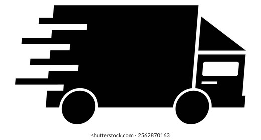 Fast moving shipping delivery truck. Fast shipping delivery truck icon. Delivery truck icon. Fast delivery icon. Vector illustration. 