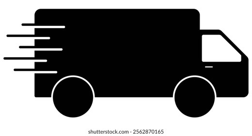 Fast moving shipping delivery truck. Fast shipping delivery truck icon. Delivery truck icon. Fast delivery icon. Vector illustration. 