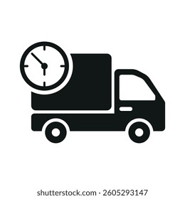 Fast moving shipping delivery truck flat vector icon