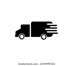 Fast moving shipping delivery van icon. Fast and free shipping. Fast driving vehicle symbol vector design and illustration.