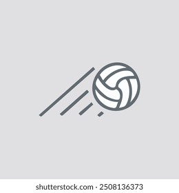 Fast moving volleyball icon. Simple icon of a volleyball moving quickly, ideal for sports-related designs and projects.