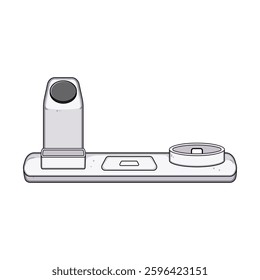 fast multi device charging station cartoon. smcompact travel, power adapter, cable outlet fast multi device charging station sign. isolated symbol vector illustration