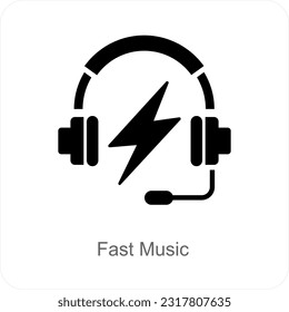 Fast Music and music icon concept