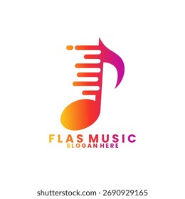Vector de diseño de logotipo de Fast Music. Plantilla de Vector de diseño de logotipo de tono musical