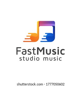 logotipo de música rápida, diseño de logotipo de registro de estudio plantilla vectorial