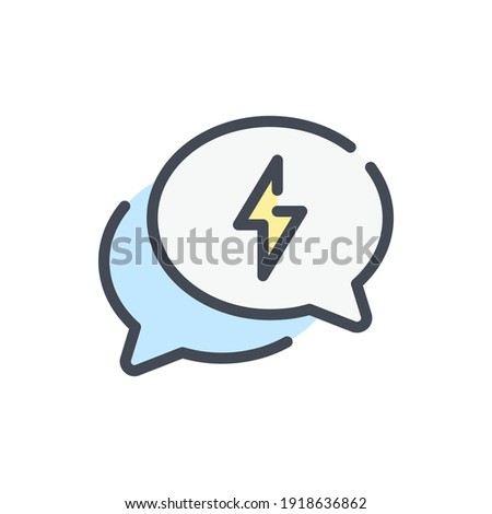 Fast negotiations and Speed conversation color line icon. Chat message with lightning vector outline colorful sign.