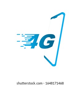 Fast Network 4G Logo Or Icon On Blue Color