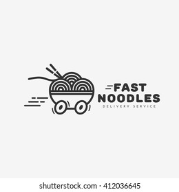 Fast noodles logo template design. Vector illustration.