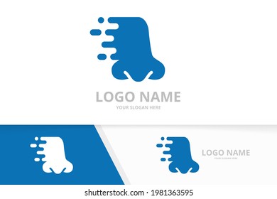 Fast nose logo combination. ENT clinic, otolaryngology logotype design template.
