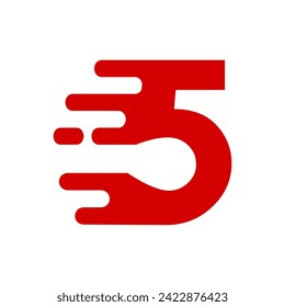 Fast number 5 design template illustration