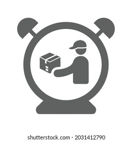 Fast and on time delivery icon. Gray vector graphics.