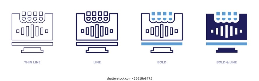 Fast online shopping icon in 4 different styles. Thin Line, Line, Bold, and Bold Line. Duotone style. Editable stroke.