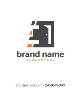 Fast open door logo vector. Property buying and selling concept design template.