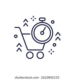 ícone da linha de ordem rápida com carrinho de compras