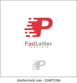 Fast P Letter Logo Template Design Vector