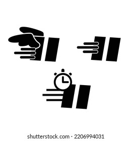 Fast package delivery service icons set vector symbols. Parcels with wings and speed lines symbols.