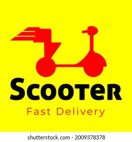 Fast package delivery service logo, scooter logo design