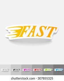 FAST paper sticker with shadow. Vector illustration