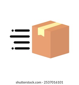 Fast parcel box icon. Transportation, logistics, shipment, express service, delivery, courier concepts. Flat vector design isolated illustration.