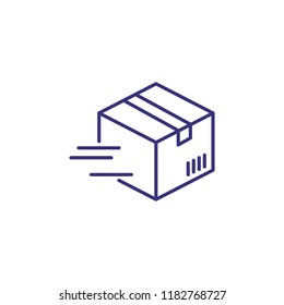 Fast parcel line icon. Box in motion, package, cargo. Logistics concept. Can be used for topics like order delivery, online shopping, customer service, courier