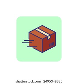 Icono de línea de paquete rápido. Caja en movimiento, paquete, carga. Concepto de logística. Se puede utilizar para temas como la entrega de pedidos, compras en línea, Servicio al cliente, mensajería