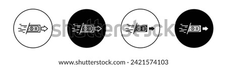 Fast Pay Icon Set. Money Transfer Payment Bank Deposit Vector Symbol in a black filled and outlined style. Quick Remittance Sign.