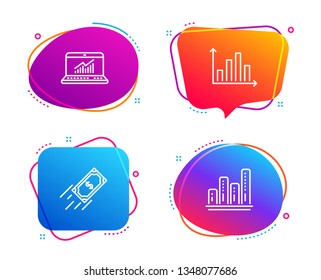 Fast payment, Diagram graph and Online statistics icons simple set. Graph chart sign. Finance transfer, Presentation chart, Computer data. Growth report. Finance set. Speech bubble fast payment icon