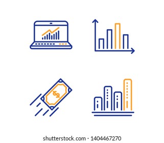 Fast payment, Diagram graph and Online statistics icons simple set. Graph chart sign. Finance transfer, Presentation chart, Computer data. Growth report. Finance set. Linear fast payment icon. Vector