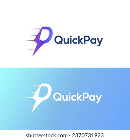 Fast Payment Digital Electronic Transaction Logo Symbol Icon. with a lightning concept and gradient colors