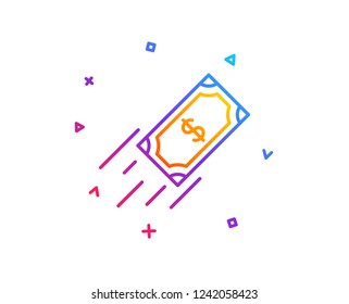 Fast payment line icon. Dollar exchange sign. Finance symbol. Gradient line button. Fast payment icon design. Colorful geometric shapes. Vector