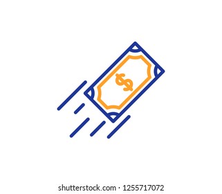 Fast payment line icon. Dollar exchange sign. Finance symbol. Colorful outline concept. Blue and orange thin line color icon. Fast payment Vector