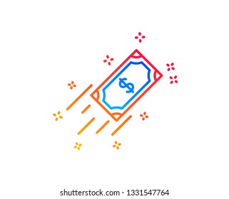 Fast payment line icon. Dollar exchange sign. Finance symbol. Gradient design elements. Linear fast payment icon. Random shapes. Vector