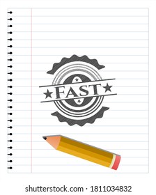 Fast pencil emblem. Vector Illustration. Detailed. 