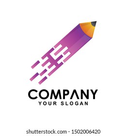 Fast pencil vector logo design, fast pencil symbol