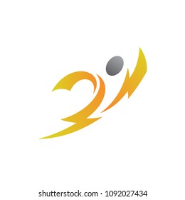 Fast People, Thunder Man, Thunder + People Logo, Abstract People Logo With Thunder Shape