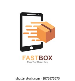 Fast phone box vector logo template. Suitable for business, web, art, online shop, app, tech and delivery symbol