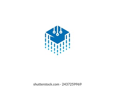 fast pixel education logo design. school, university symbol icon template