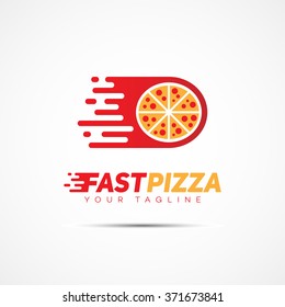 Fast pizza logo template design. Vector illustration.