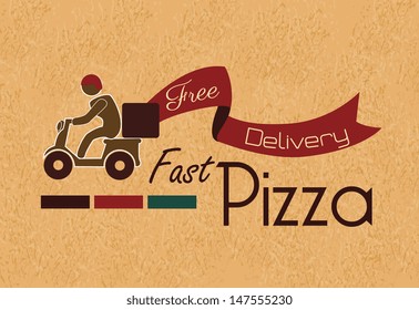 fast pizza over vintage background vector illustration 
