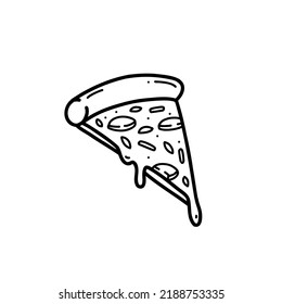 fast pizza slice doodle hand drawn illustration