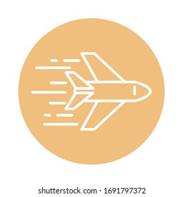 fast plane transport cargo shipping related delivery vector illustration block style icon